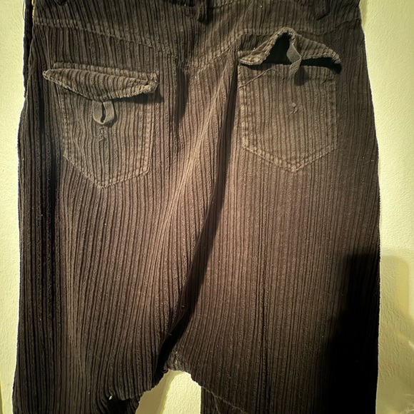Thick corduroy cropped pants loose black - Picture 4 of 7